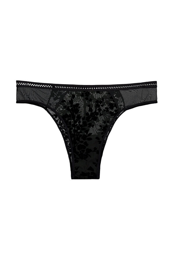 Womensecret Panty brasileño tul negro negro
