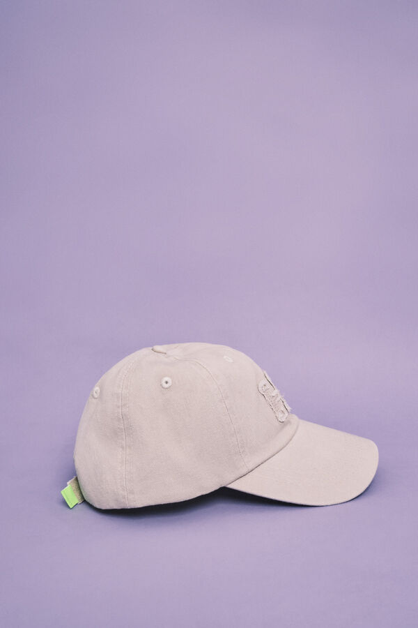 HI&BYE Gorra de algod&oacute;n beige con logo bordado beige