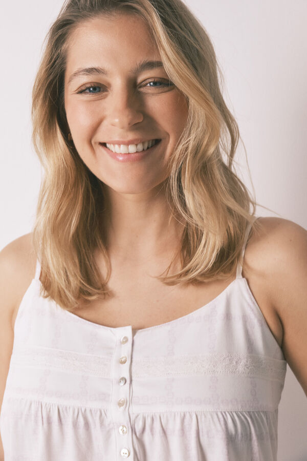 Women'secret Camis&oacute;n midi "maternity" de algod&oacute;n a cuadros lila morado/lila