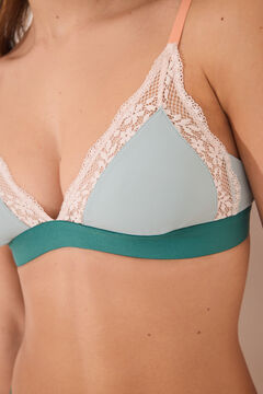 Womensecret Brasier triangular de encaje de microfibra NATURAL  verde