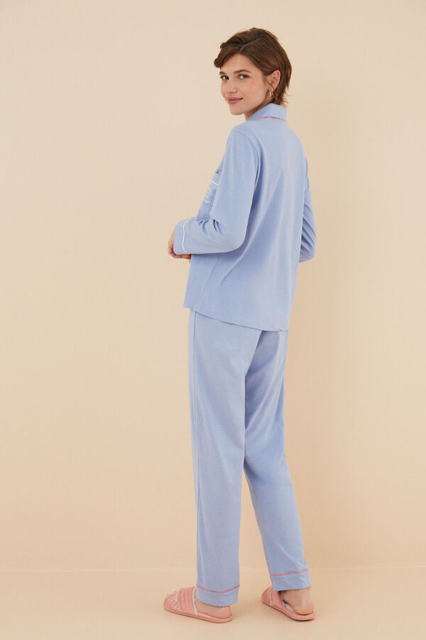 Womensecret Pijama camisera 100% algodón azul azul