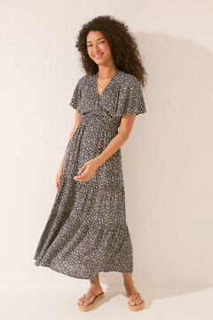 Womensecret Vestido largo lazo cintura negro