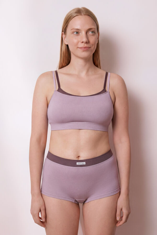 Women'secret Top sin costuras acanalado lila morado/lila