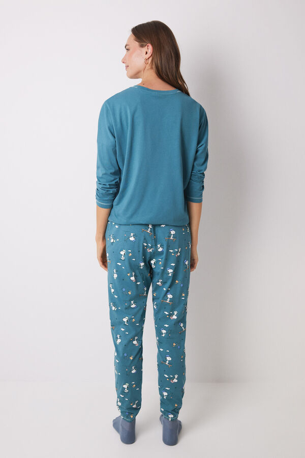 Womensecret Pijama larga 100% algodón Snoopy verde