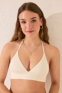 Womensecret Top de bikini bralette de canalé color marfil marfil
