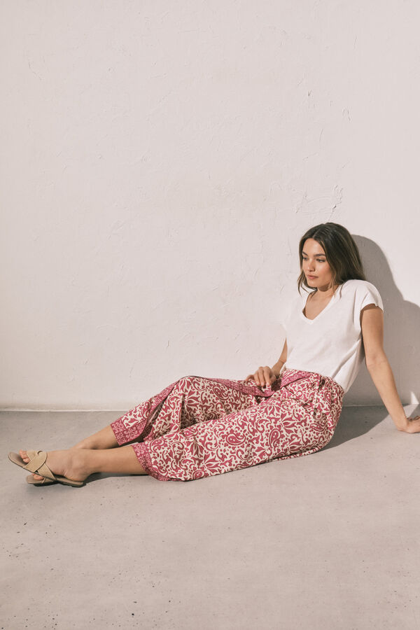Women'secret Pantal&oacute;n estilo balin&eacute;s estampado boho rosa