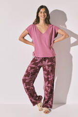 Women'secret Pantal&oacute;n largo estampado floral p&uacute;rpura