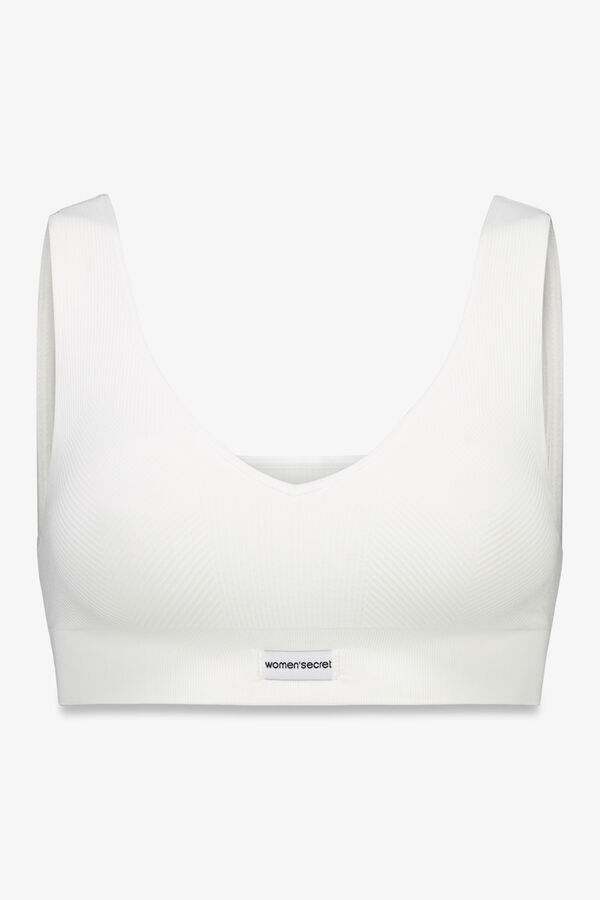 Women'secret LOVELY top blanca acanalada sin costuras marfil