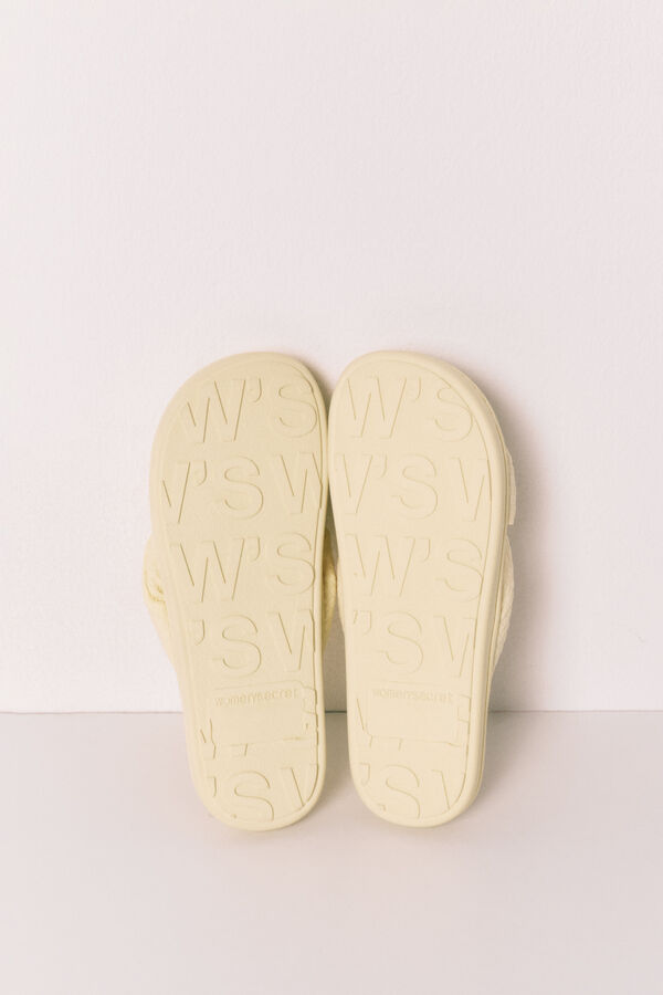 Women'secret Pantuflas con lazo voluminoso amarillo amarillo