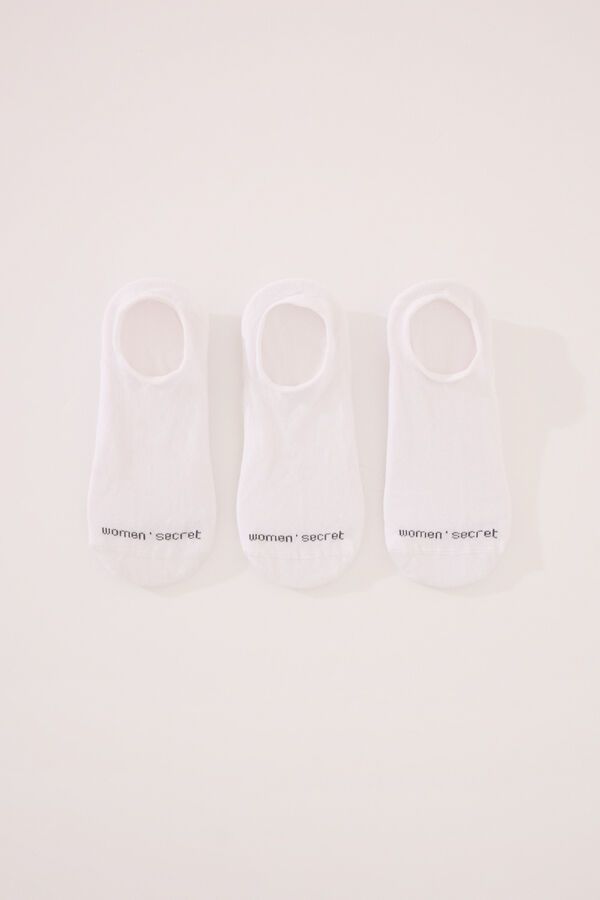 Womensecret Pack 3 calcetines invisibles algodón blancos blanco