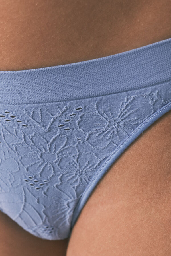 HI&BYE Tanga sin costuras floral azul azul