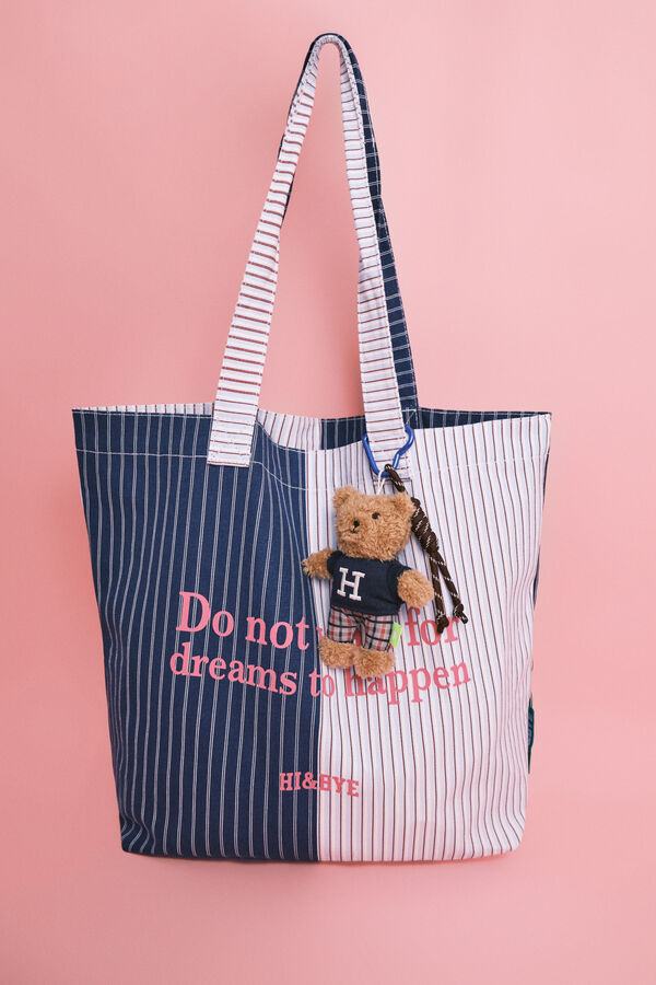 HI&BYE Bolsa tote estampado de rayas azul azul