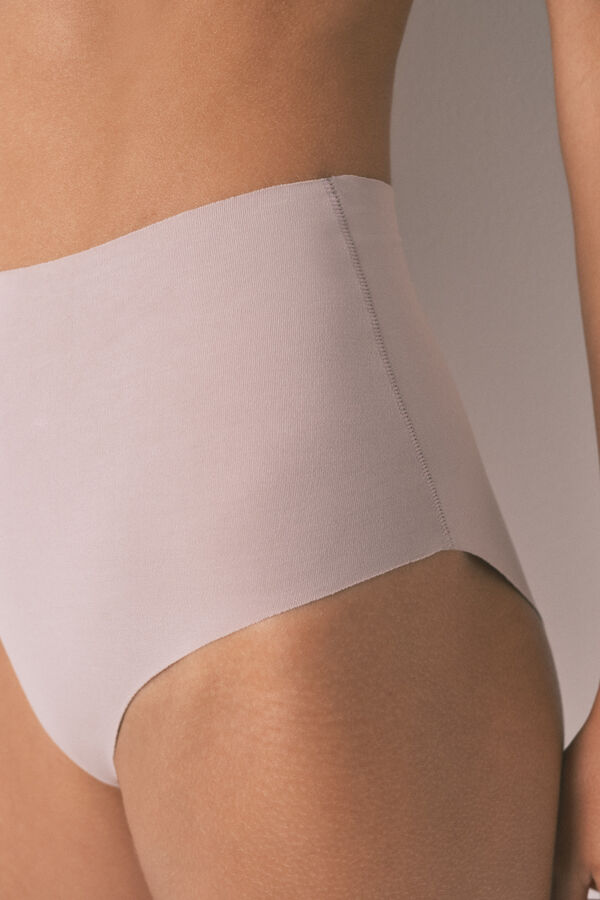 Women'secret Panty de algodón beige de cintura alta nude