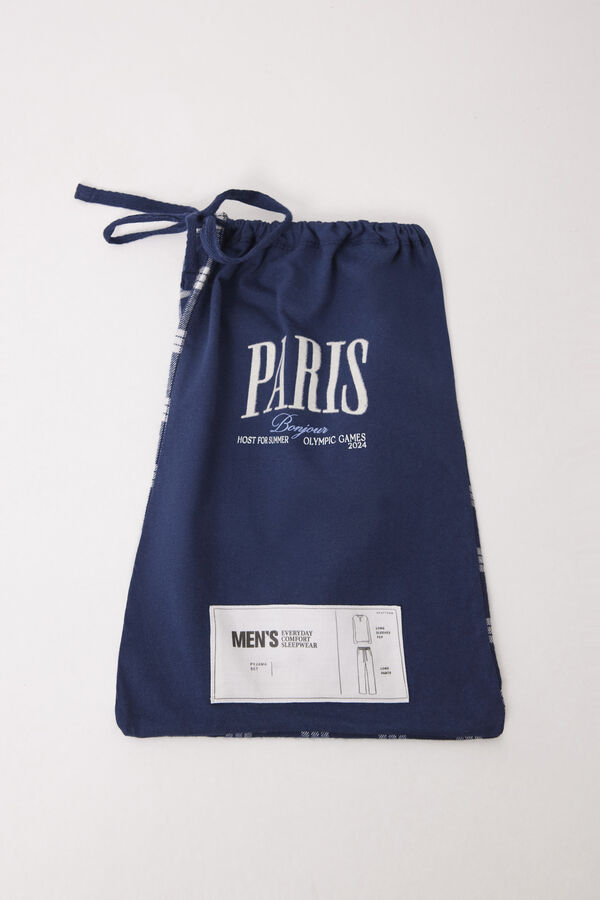 Womensecret Pijama larga hombre 100% algodón París azul