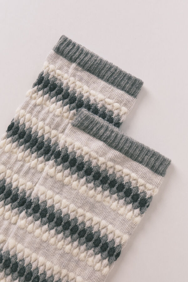 Women'secret Calcetines largos en forma de diamante de color gris claro gris