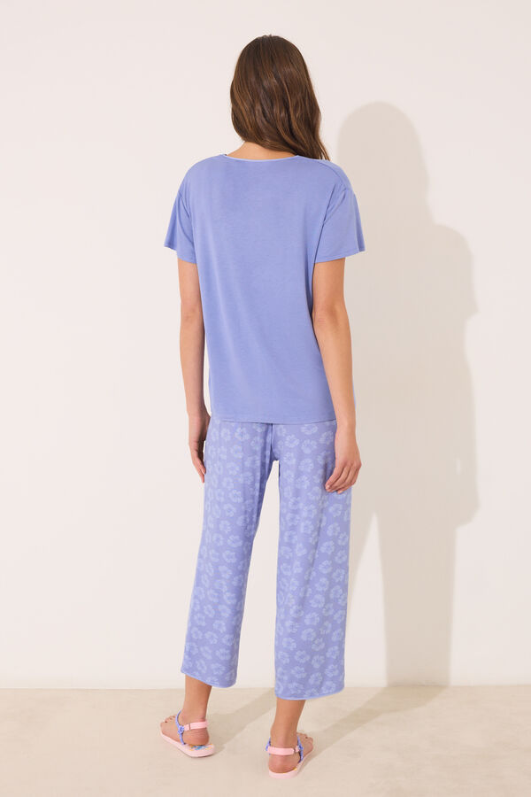 Womensecret Pijama capri de manga corta de viscosa azul azul