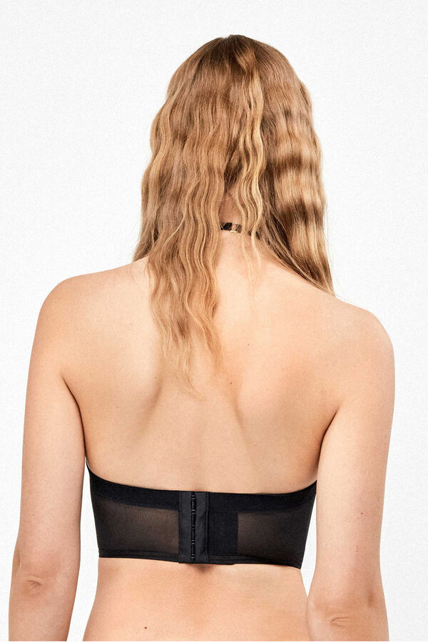 Gisela Brasier bustier de tul bordado y sat&eacute;n negro