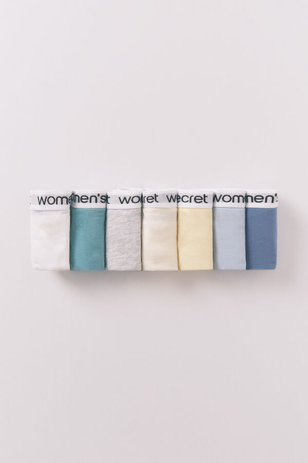 Women'secret Pack de 7 panties clásica con logo blanco blanco