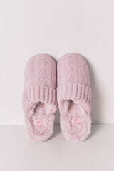 Women'secret Pantuflas para casa cómodas de pelo trenzado rosa