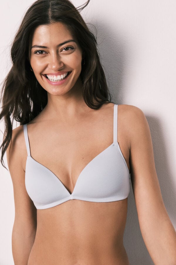 Women'secret Brasier triangular con relleno de algod&oacute;n azul azul