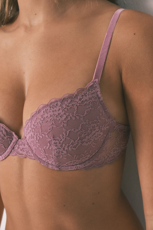 Women'secret Brasier BEAUTIFUL clásica con encaje y relleno rosa rosa