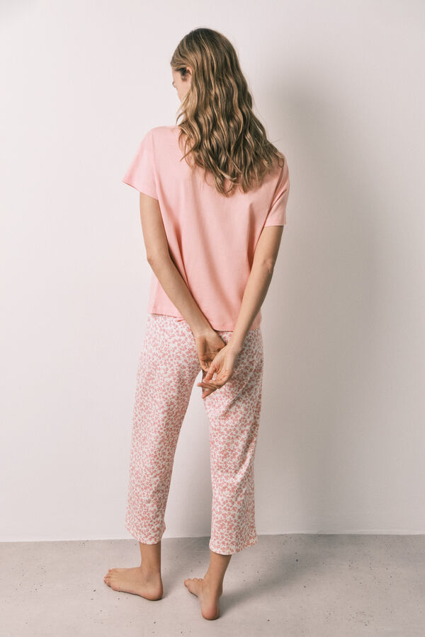 Women'secret Pijama capri de algod&oacute;n rosa miniflor rosa