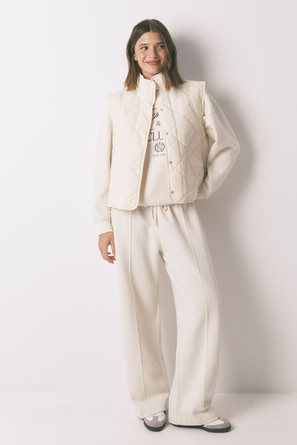 Women'secret Chaleco acolchado blanco marfil
