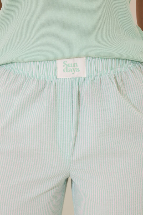 Womensecret Pijama de manga manga corta de algodón verde estampado