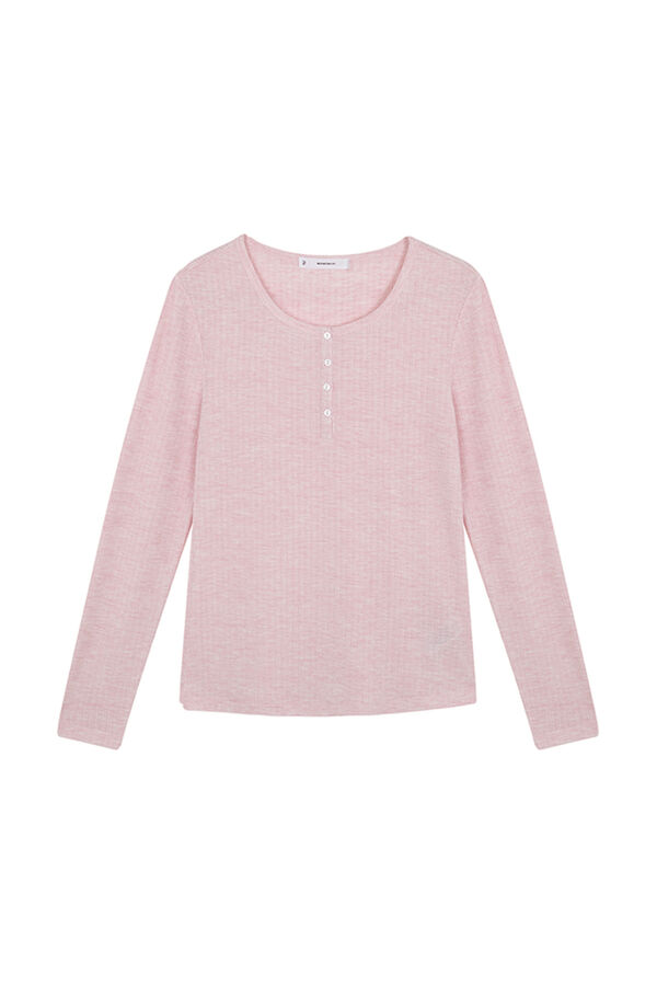 Womensecret Pijama larga de viscosa rayas con rayas alto rosa