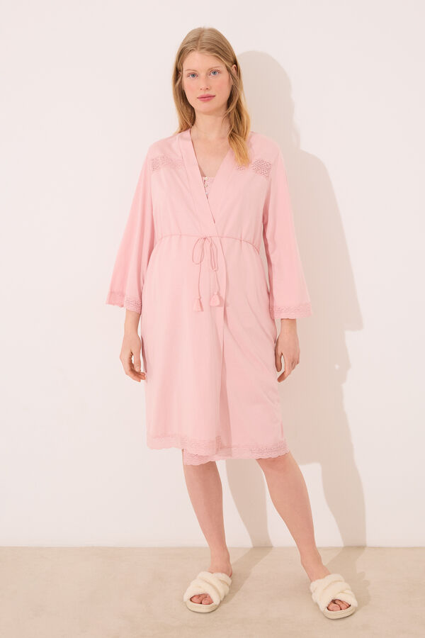Womensecret Bata de premamá de algodón rosa rosa