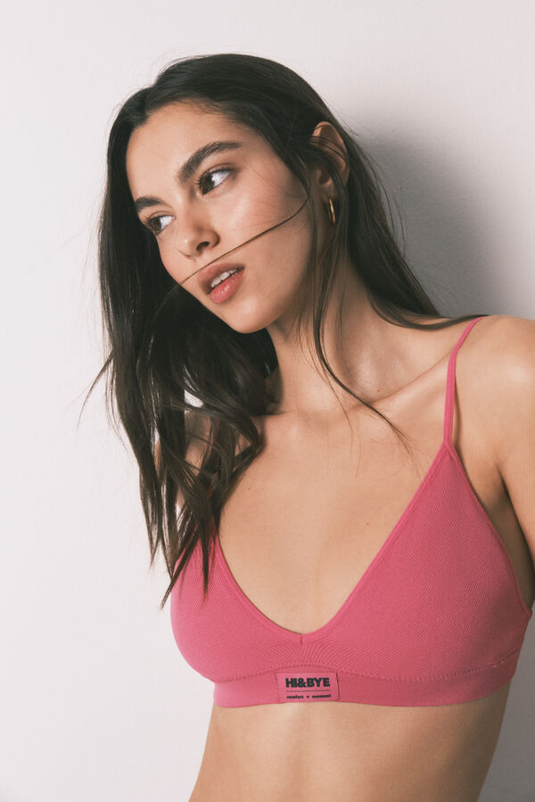 HI&BYE Brasier triangular sin costuras rosa fucsia fucsia