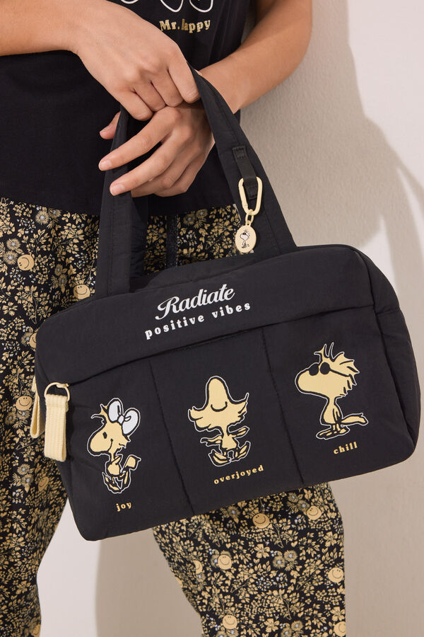 Womensecret Neceser grande de nailon negro con diseño de Snoopy negro