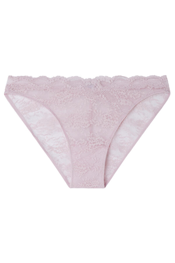 Womensecret Panty clásica de encaje rosa rosa
