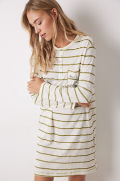 Womensecret Camisón de algodón a rayas Garfield marfil