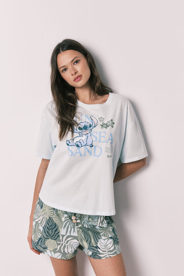 Women'secret Pijama corta de manga corta Stitch azul azul