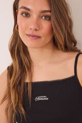 Womensecret Pijama corta de algodón pointelle negro negro
