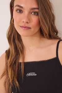 Womensecret Pijama corta de algodón pointelle negro negro