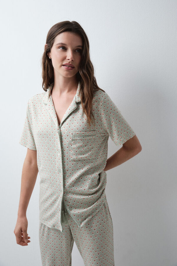 Women'secret Pijama camisera capri estampado verde estampado