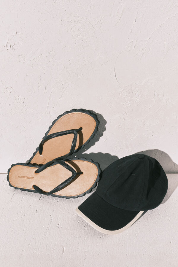 Women'secret Chanclas de dedo efecto ondas negras negro