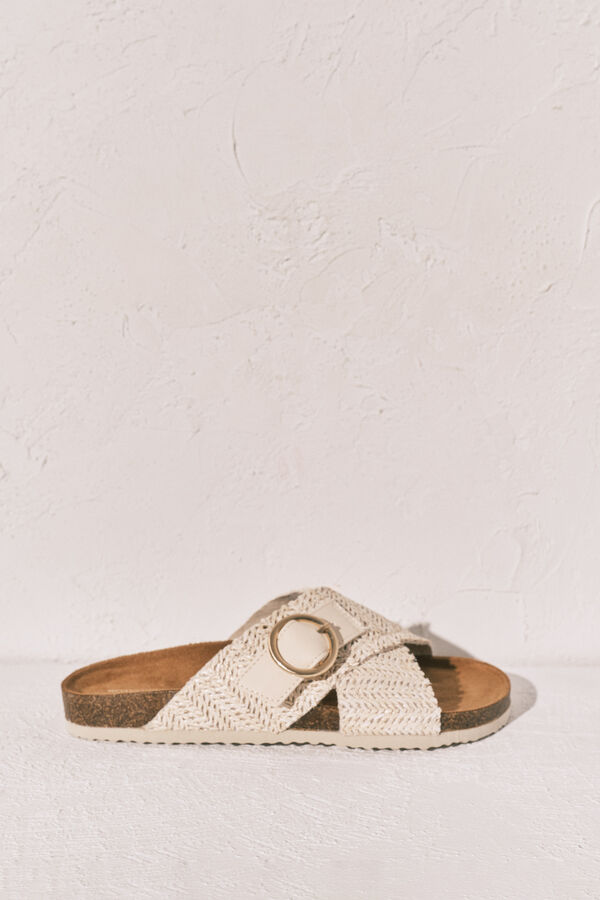 Women'secret Sandalias bio de tiras cruzadas blanco caf&eacute;