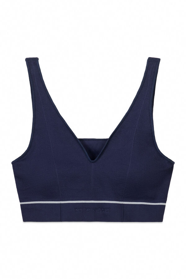 Womensecret Brasier de canalé azul sin costuras  azul