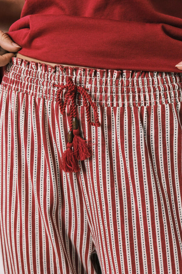 Women'secret Pijama capri de algod&oacute;n a rayas Snoopy rojo