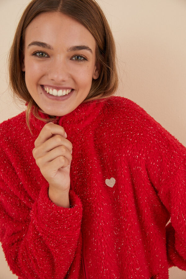 Womensecret Chaqueta pelo lúrex rojo rojo