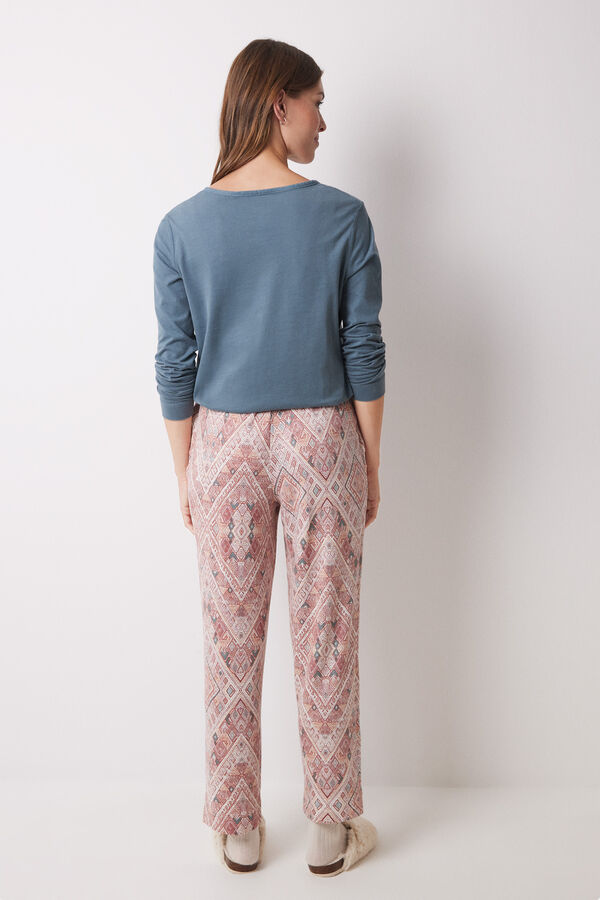 Womensecret Pantalón carrot rosa supersoft estampado