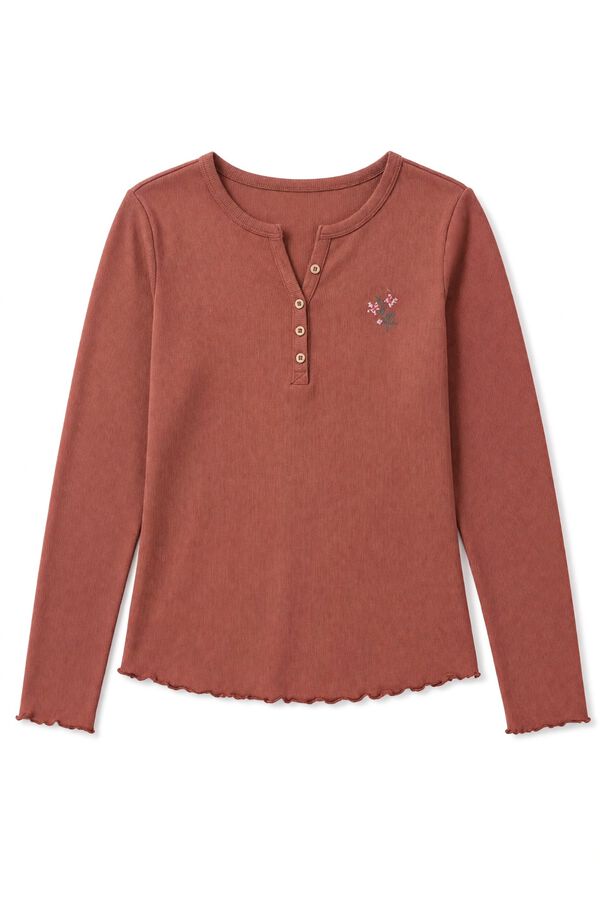 Women'secret Playera manga larga marr&oacute;n caf&eacute;