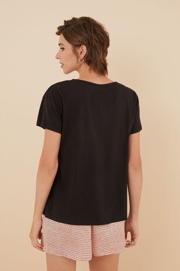 Womensecret Camiseta negra 100% algodón negro