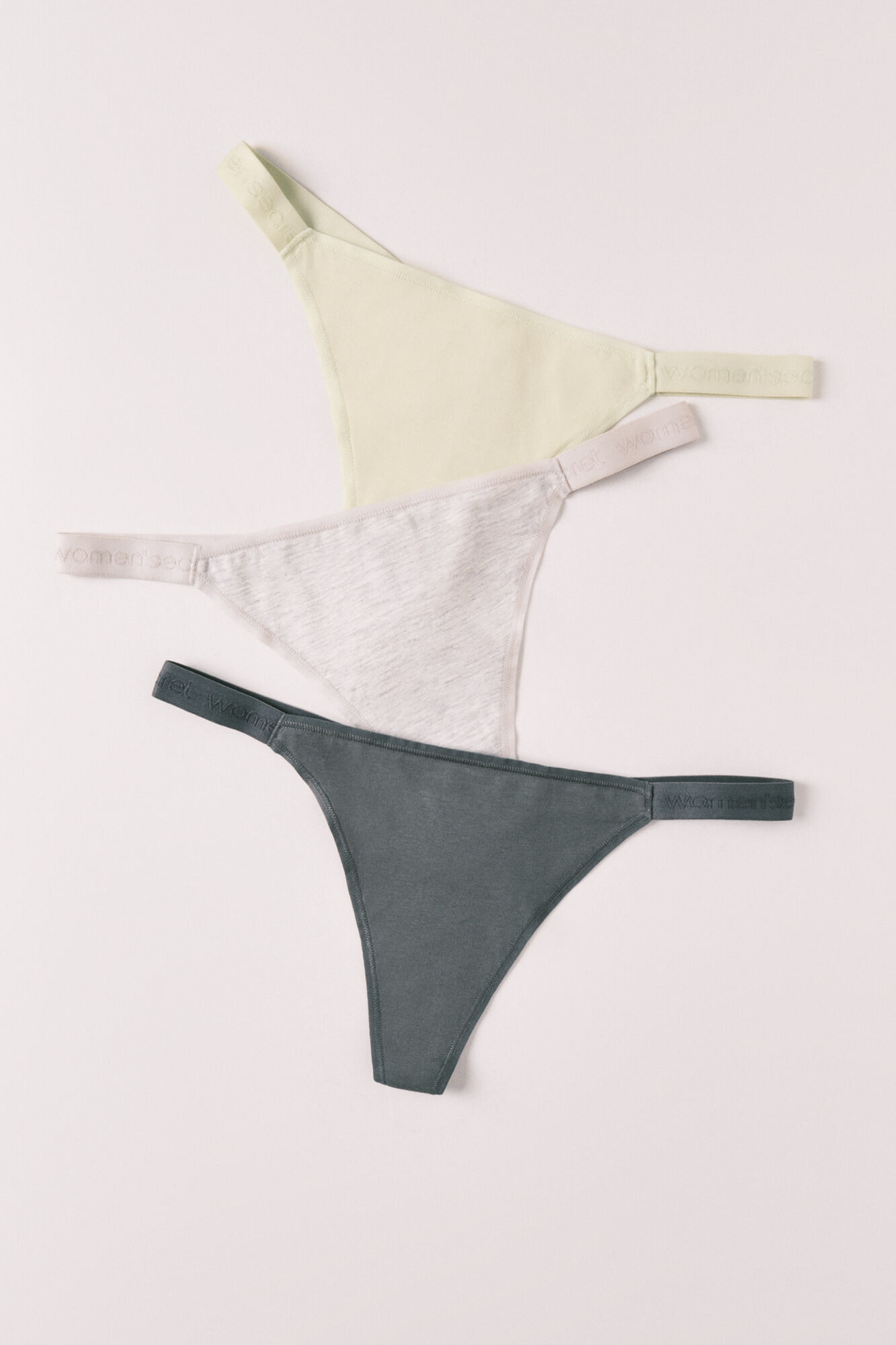Women'secret Pack de 3 tangas de tira de algod&oacute;n con logo