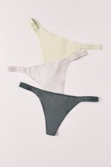 Women'secret Pack de 3 tangas de tira de algod&oacute;n con logo blanco