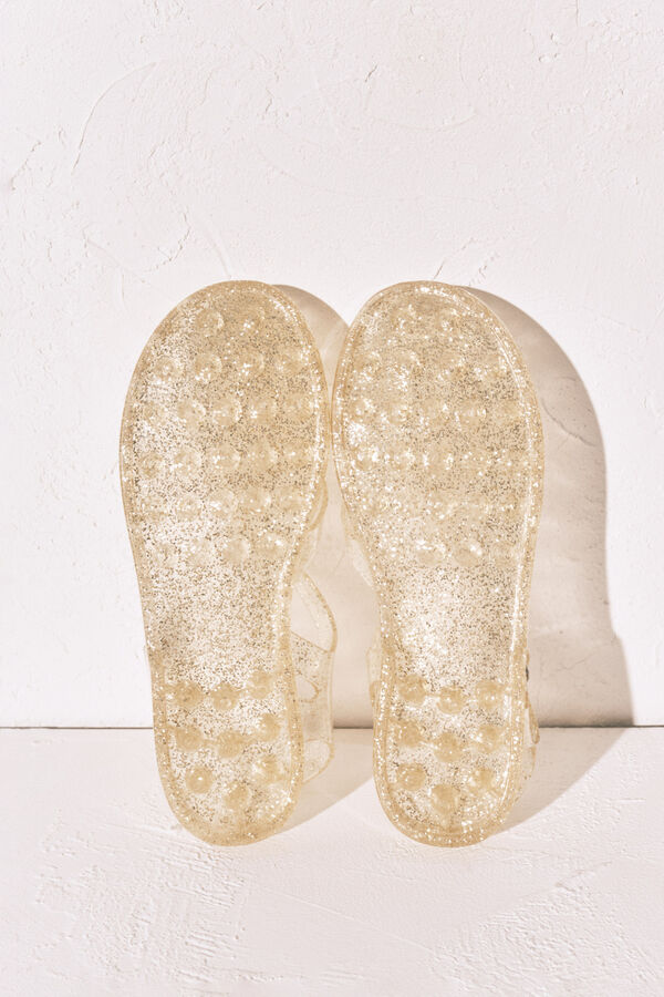 Women'secret Sandalias cangrejeras jelly dorado kaki