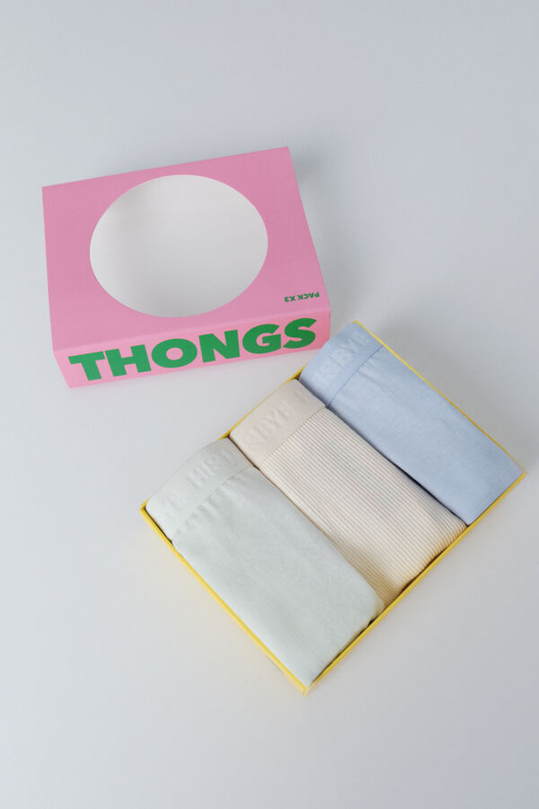 HI&BYE Pack de 3 tangas azules, amarillas y verdes blanco